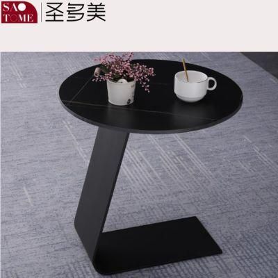 Modern Leisure Living Room Furniture L-Shaped Base Slate/Marble Small Coffee Table