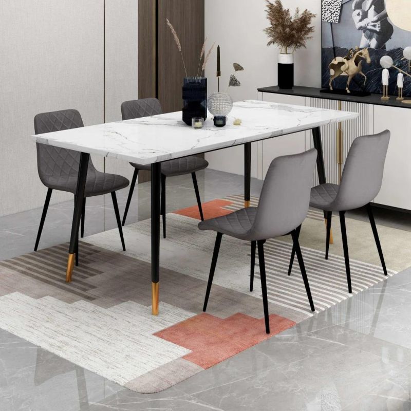 Wholesale Luxury Nordic Modern Design Grey Fabric Upholstered Seat Dining Chairs