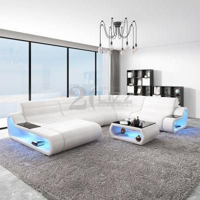 Modern Design Home Living Room Furniture Sectional Leather Sofa Comfortable Corner Sofa Leisure Couch with Coffee Table