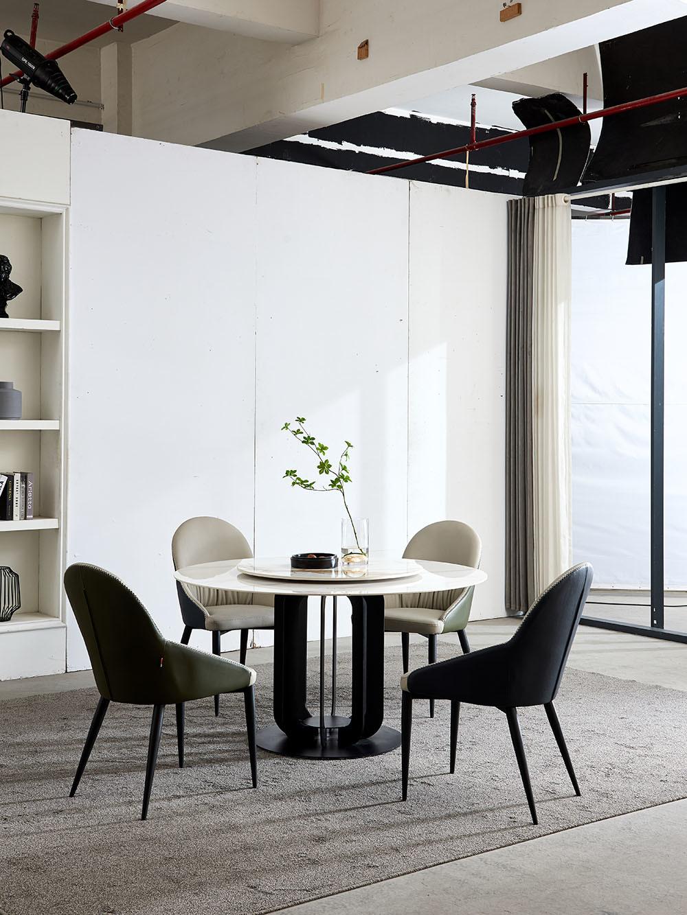 Modern Sintered Stone Dining Table with Lantern-Shaped Legs