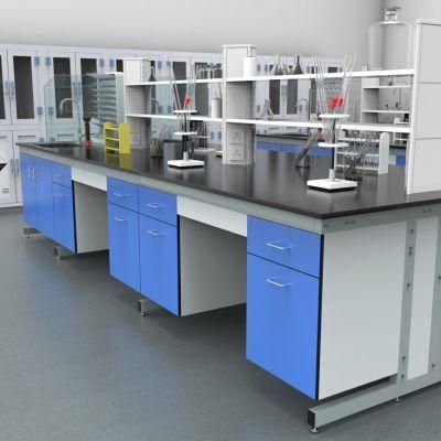 Hot Selling School Steel Lab Equipment Island Lab Bench, Fashion Hospital Steel Lab Furniture with Top Glove Box/