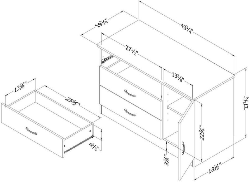 3-Drawer Dresser with Cabinet Door, Pure Black Bathroom Cabinets