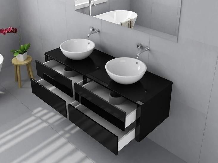 Design Modern Style Melamine Bathroom Vanity with Mirror Cabinet