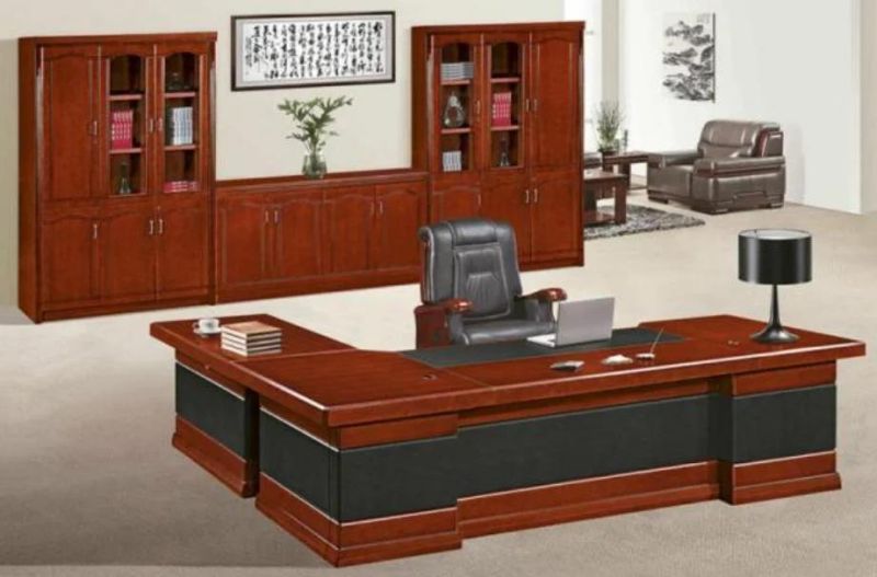 High Quality Wooden Office Desk Modern High Gloss L Shape Bureau Furniture (SZ-OD514)