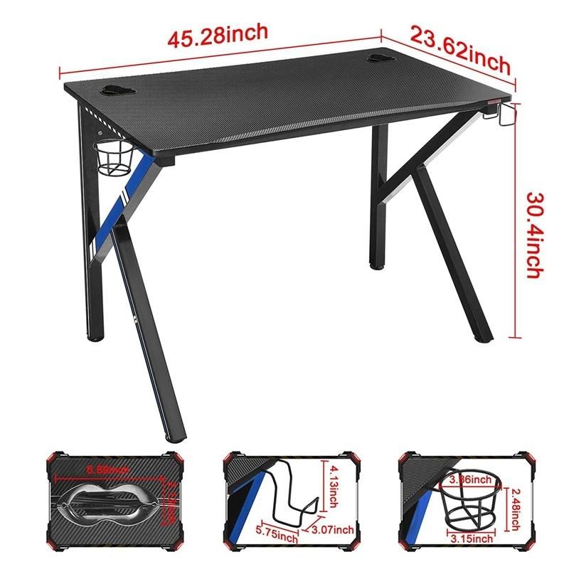 New Gaming Desk PC Computer Desk Home Office Desk Workstation with Carbon Fiber Gaming Table with Headphone Hook Cup Holder