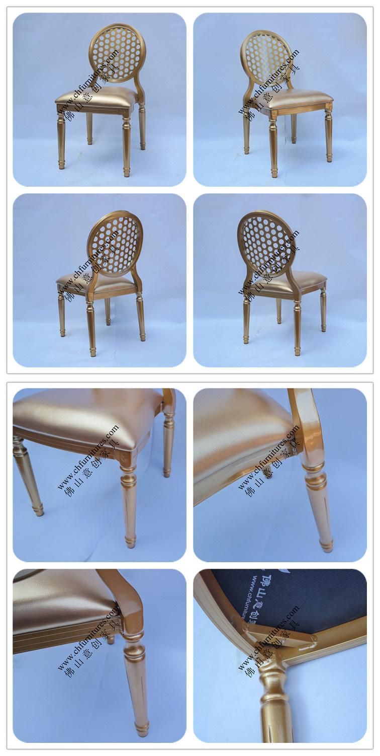 2018 New Style Modern Aluminum Stackable Restaurant Louis Chair for Dining Room and Wedding