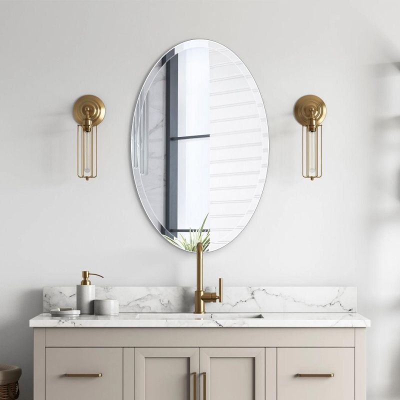 Wholesale Wall Mounted Frame Frameless Beveled Mirror3mm 4mm 5mm 6mm Home Mirror Large Circle Vanity Mirror with Beveled Edge for Bathroom