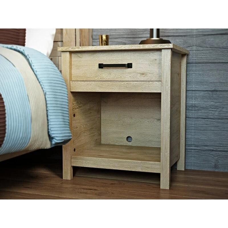 Mirrored Furniture Lintel Oak Bedside Table Wooden Nightstand End Table Bedroom Furniture with Drawer