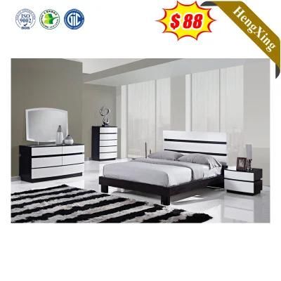 Simple Modern Wooden Melamine Double King Bed Wardrobe Dresser Home Hotel Bedroom Furniture