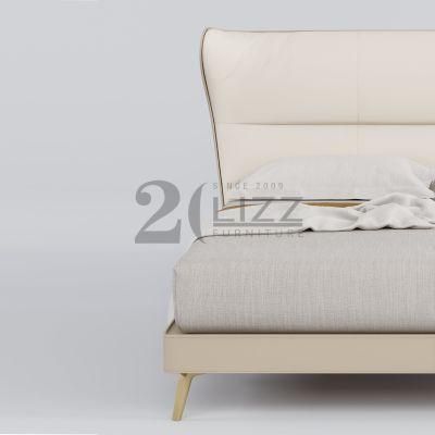 Classical European Home Furniture Sofa Bed Set Wooden Frame Modern Gold Metal Leg Bedroom Bed