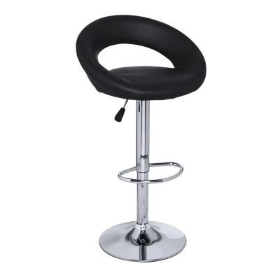 Breakfast Kitchen Counter Adjustable Swivel Height Gas Lift PU Matte Leather Bar Stool with Simple Elegant Footrest Bar Chair