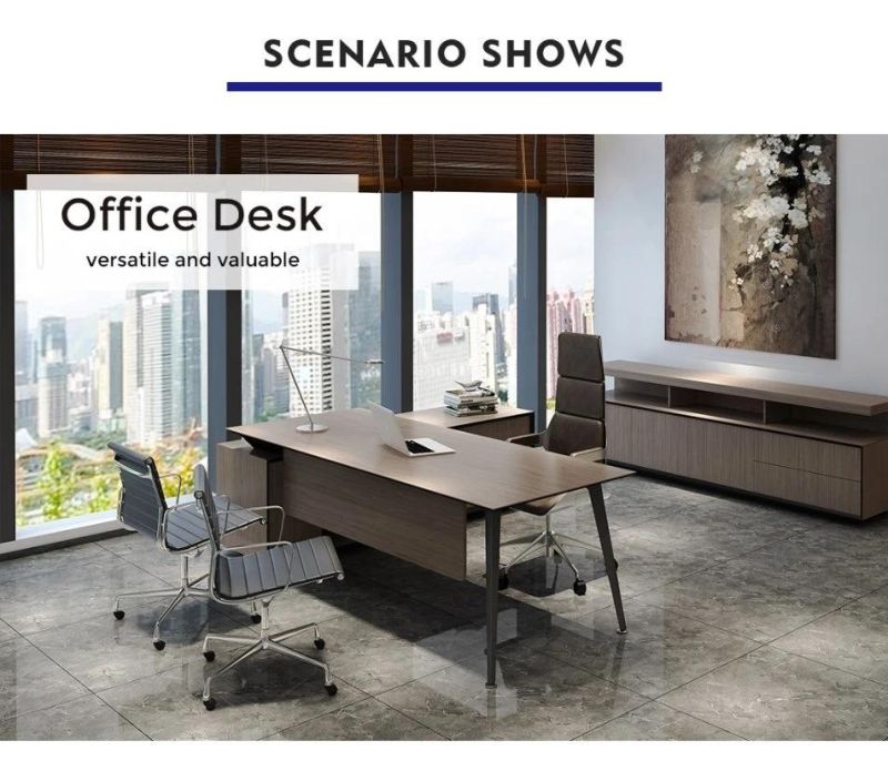 Hot Sale Modern L Shaped Wooden Office Furniture Executive Table with Side Cabinet