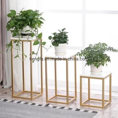 Modern Indoor Outdoor Garden Plant Standflower Pot Flower Metal Marble Stand