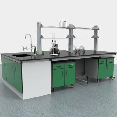 Factory Cheap Price Hospital Steel Lab Furniture with Reagent Shelf, High Quality Hot Sell Physical Steel Hexagonal Lab Bench/