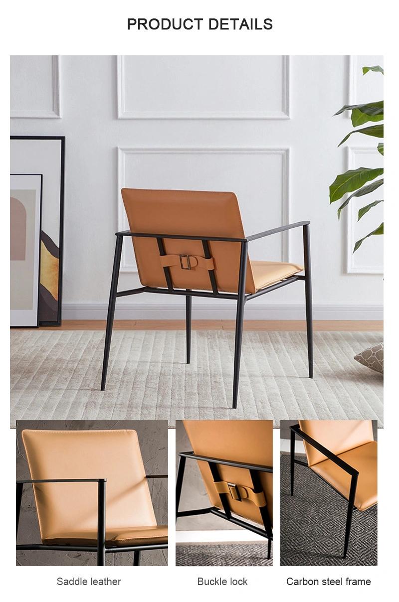 Simple Fashion Office Furniture Metal Frame Arm Dining Chair