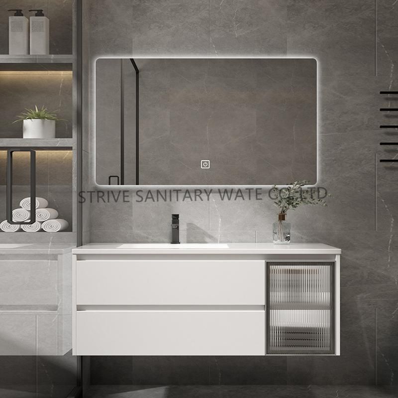 Modern White Wall Cabinet Ceramic Top Sink Bathroom Vanity