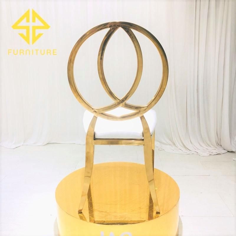 2021 Hot Shining Gold Round Back Stainless Steel Dining Chair Hotel Furniture Wedding Chair