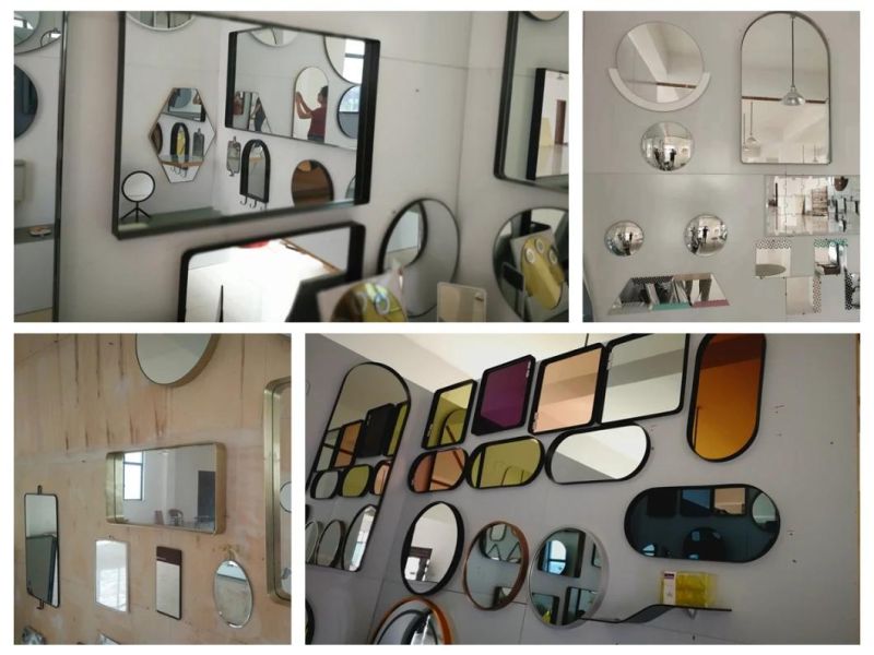 Jinghu China Factory Metal Aluminum Alloy Wooden Frame Mirror Black Golden Home Decorative Bathroom Mirror