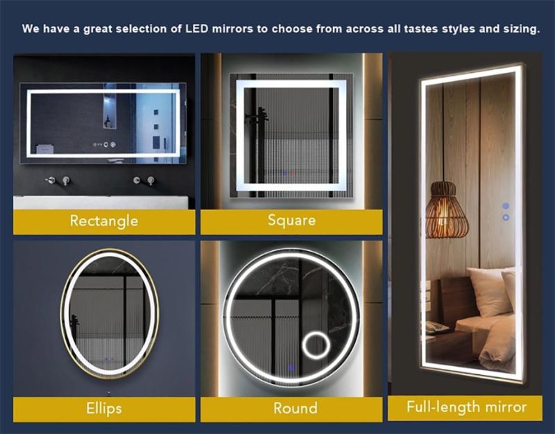 Illuminated LED Lighted Frameless Wall Smart Mirror Bathroom Furniture China Manufacturer