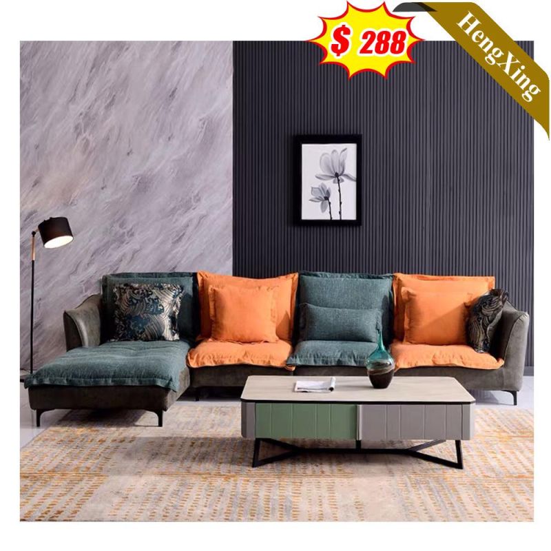 Green and Orange Color Fabric Couch Sofas Modern Living Room Hotel Lobby Leisure Sofa