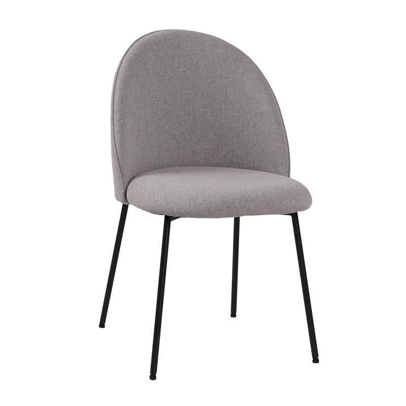 Breathable Linen Grey Fabric Chair with Precision Sewing Thread Back Family Restaurant Dining Chair