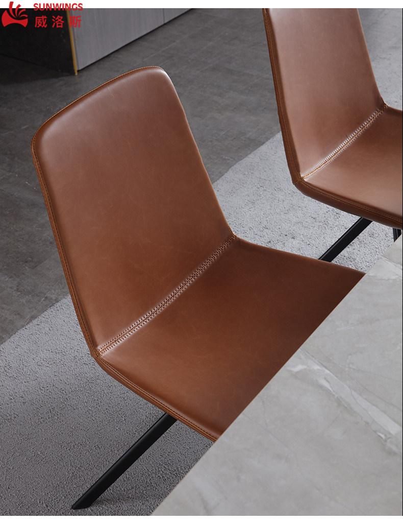 Modern and Simply Synthetic Leather with Metal Frame Dining Chair Furniture for Dining Room