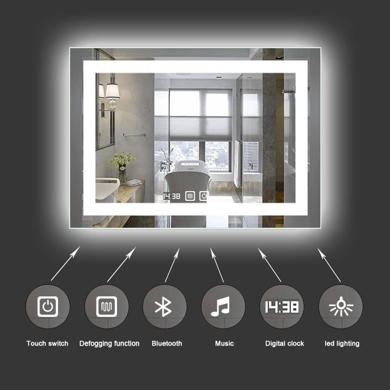 5mm 24′′x36′′ Hotel Bathroom Top 3 Model Lighted Backlit LED Mirror with Bluetooth Speaker