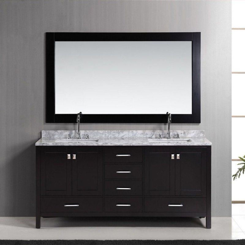 New Design Solid Wood 72 Inch Grey Double Bathroom Furniture Cabinet