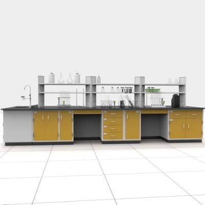 School Steel Lab Furniture with Reagent Shelf, Hospital Steel Lab Bench Board/