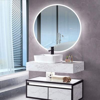 LED Round Mirror Bathroom Vanity Mirror Circle Dimmable Wall Mounted Mirror Anti-Fog Makeup Mirror with Lights