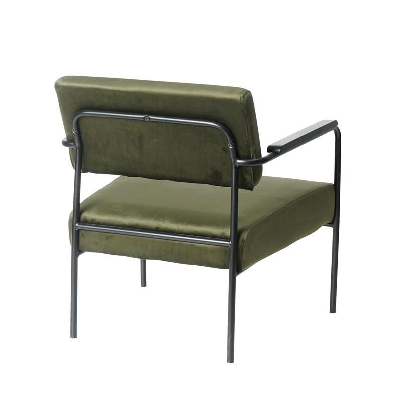 Luxury Leisure Modern Metal Frame Living Room Accentin Reception Chairs Velvet Fabric Lounge Chair