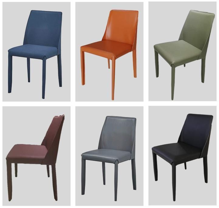 Home Living Room Furniture Full Colored PU Dining Chair with Metal Legs