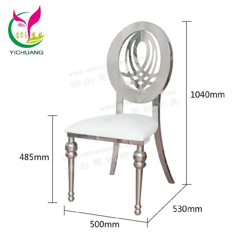 High Quality Modern Silver Stainless Steel White Big Seat Bag Hotel Wedding Banquet Chair