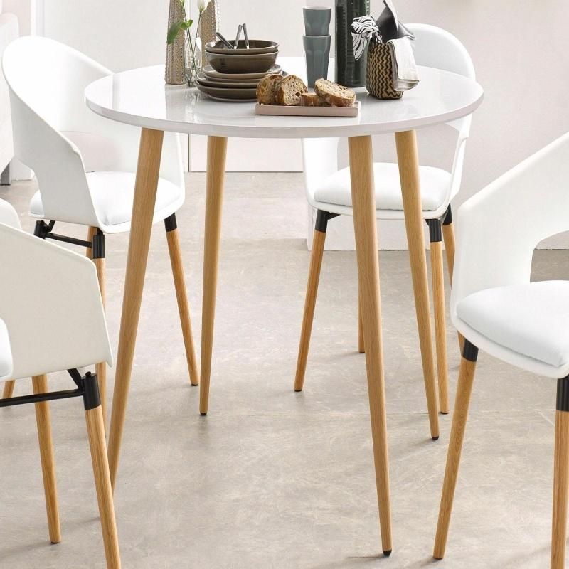 Simple and Sturdy Round Modern Wooden White Dining Table Furniture