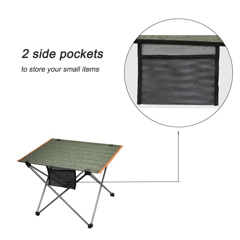 Portable Lightweight Aluminum Folding Table with Pocket