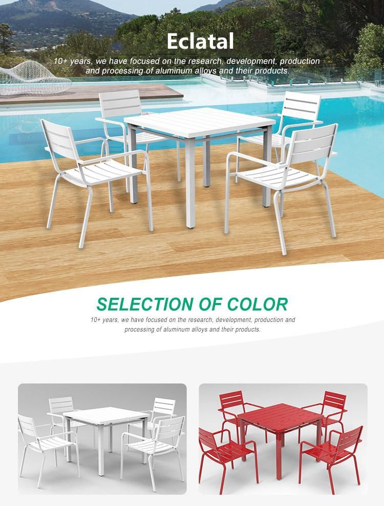 Economic and Efficient Modern Style Aluminium Dining Lounge Coffee Table with Chair Aluminum Outdoor Furniture