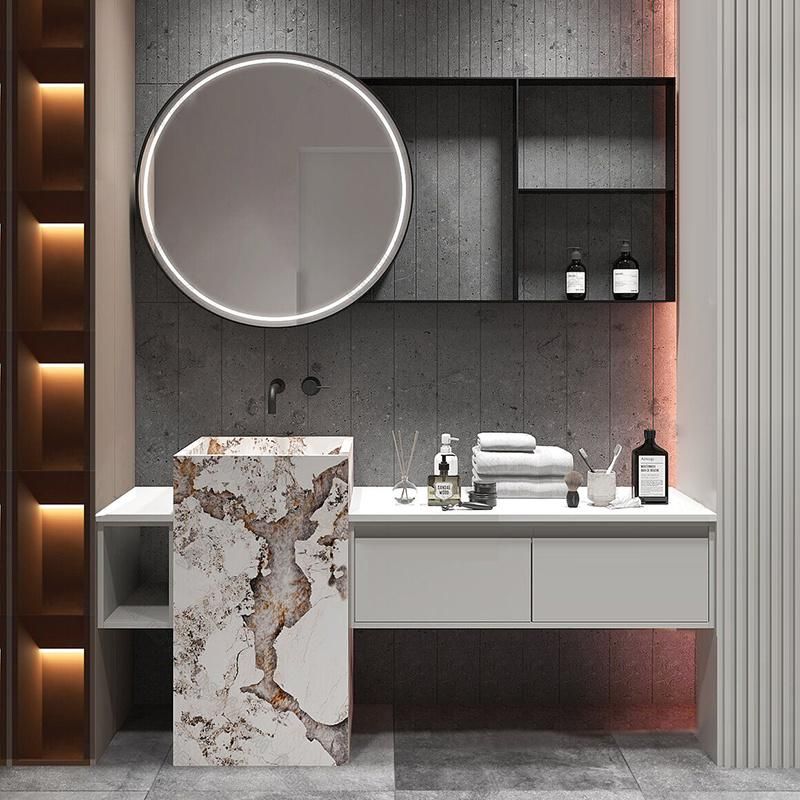 Rock Plate Bathroom Basin Cabinet Faucet Accessories Set Household Integrated Ceramic Basin Vanity