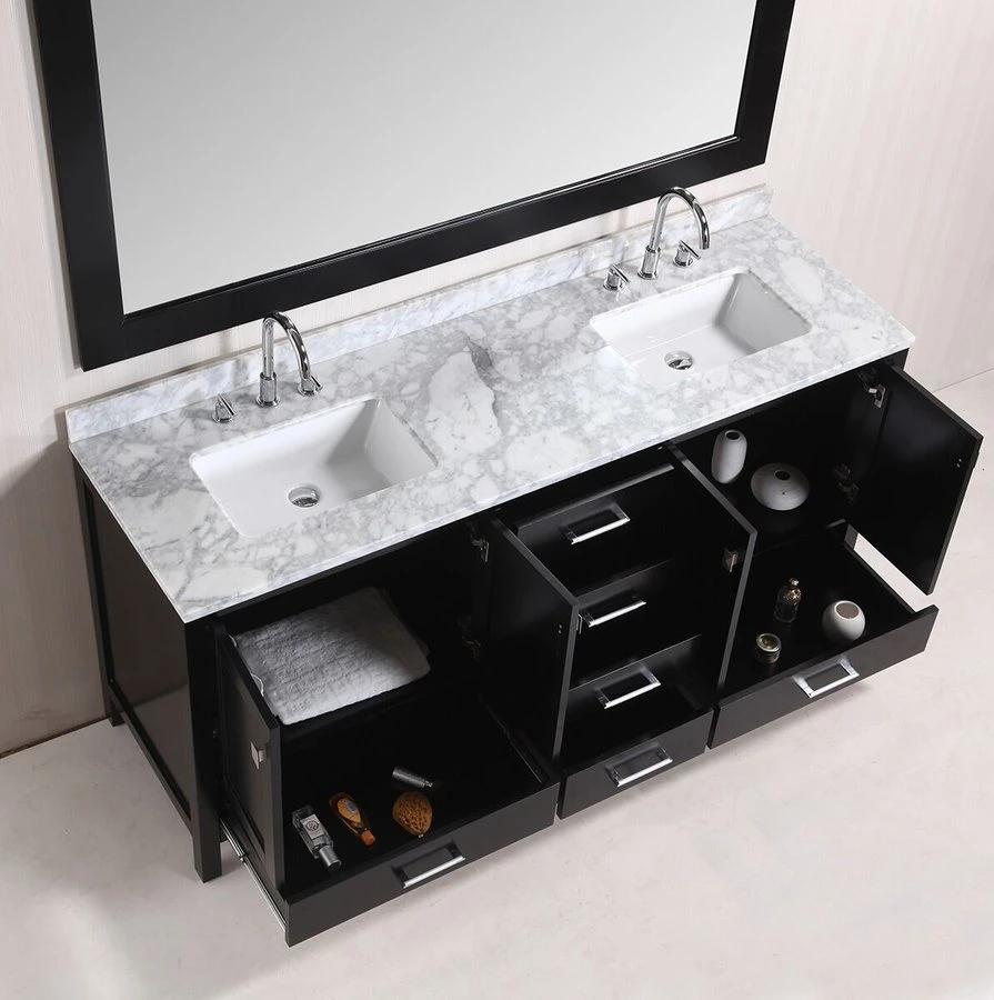 New Design Solid Wood 72" Double Bathroom Vanity Cabinet