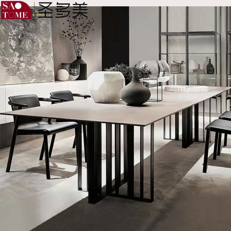 Modern Rock Board Furniture Cross Lattice Dining Table