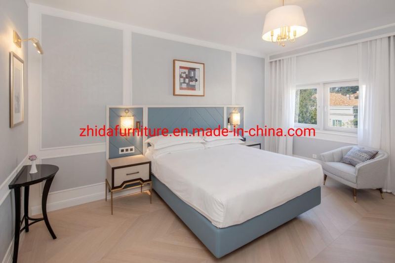 Customized Made Luxury Modern Sea Side Hotel Living Room Furniture Apartment Bedroom Set King Size Bed Furniture with Leisure Sofa Couch