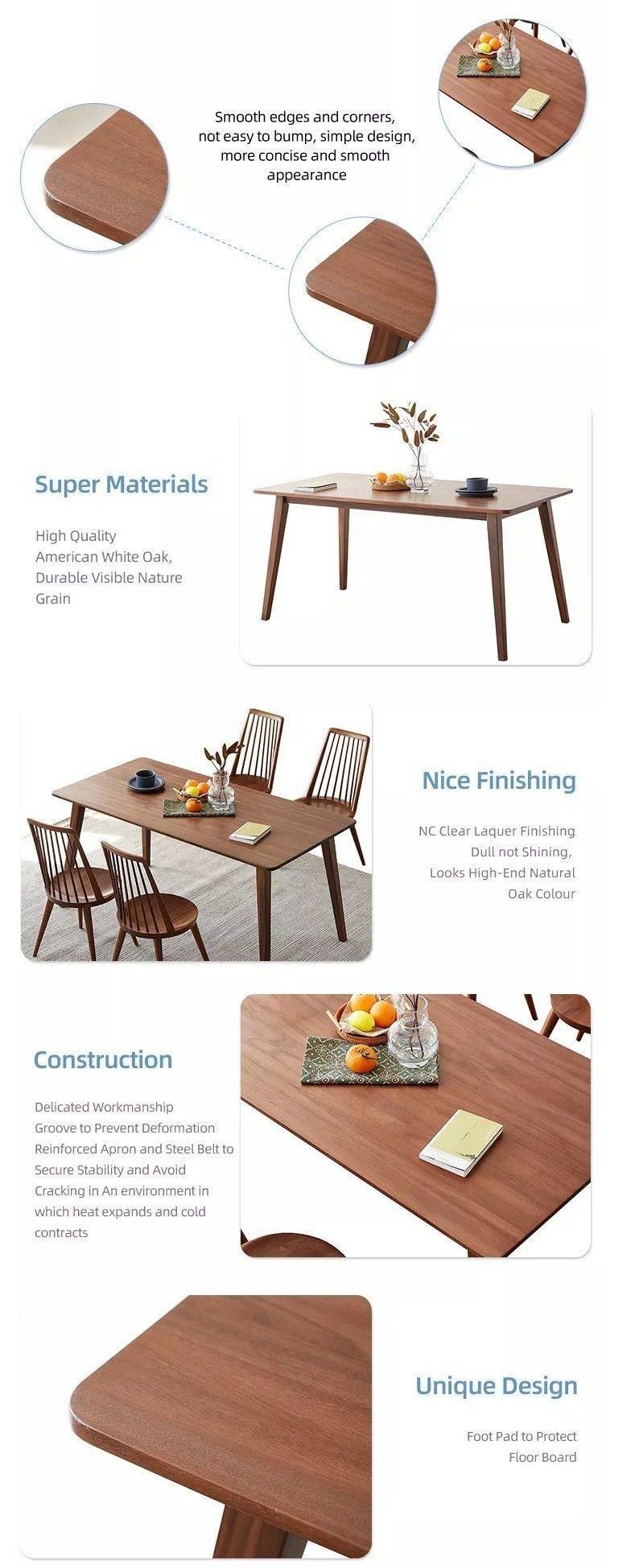 Furniture Modern Furniture Table Home Furniture Wooden Furniture New Design Scandinavia Style Solid Black Walnut Slab Rectangle Modern Wooden Dining Table Set