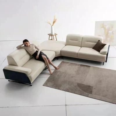 Modern Minimalist Fabric Living Room Large Size Sofa with Chaise Lounge