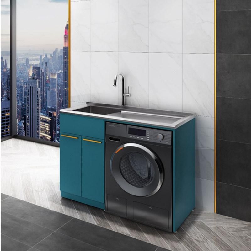 Stainless Steel Laundry Cabinet Freestanding Balcony Metal Vanity