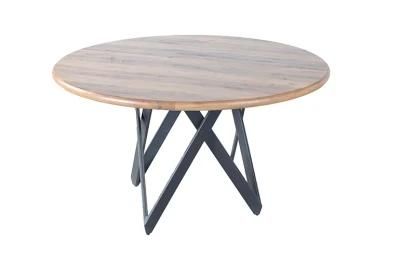 Modern Furniture Round MDF Table Top Dining Table with Coated Steel Tube Leg