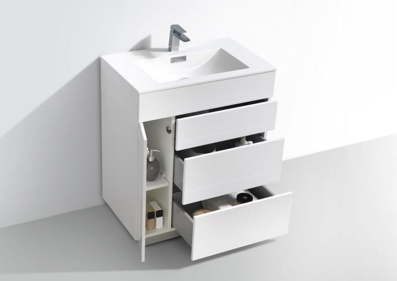 Modern Hotel Integral Single Sink Bathroom Vanity with Acrylic Top