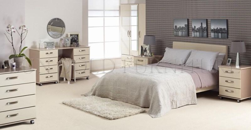 Hot Sale Cheap White Varnish Bed / Modern Bedroom Furniture Set / Home Furniture