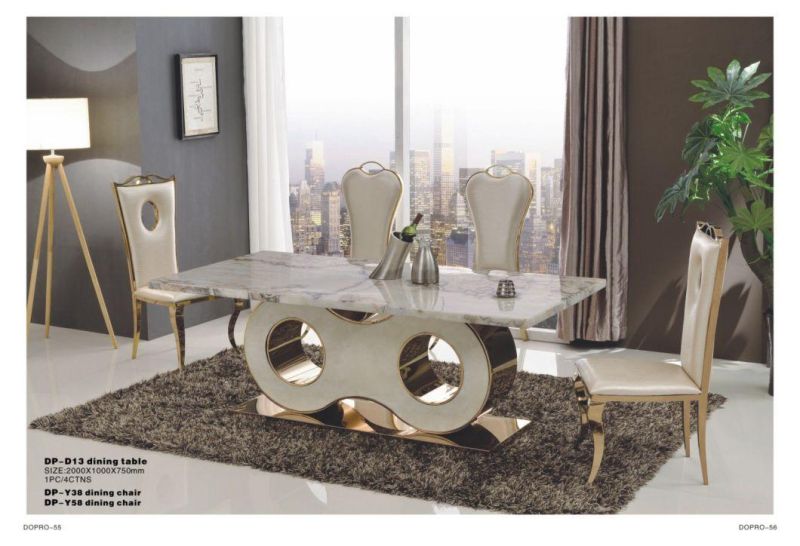 Premium Design Mixed Color Stainless Steel Dining Table with Glass Top