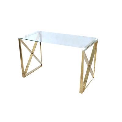 Hot Sales Stainless Steel Glass Top Coffee Table with Gold Legs for Home Banquet Wedding Furniture