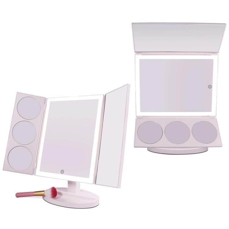 Wholesale 3 Way Trifold Makeup Mirror with LED Lighted