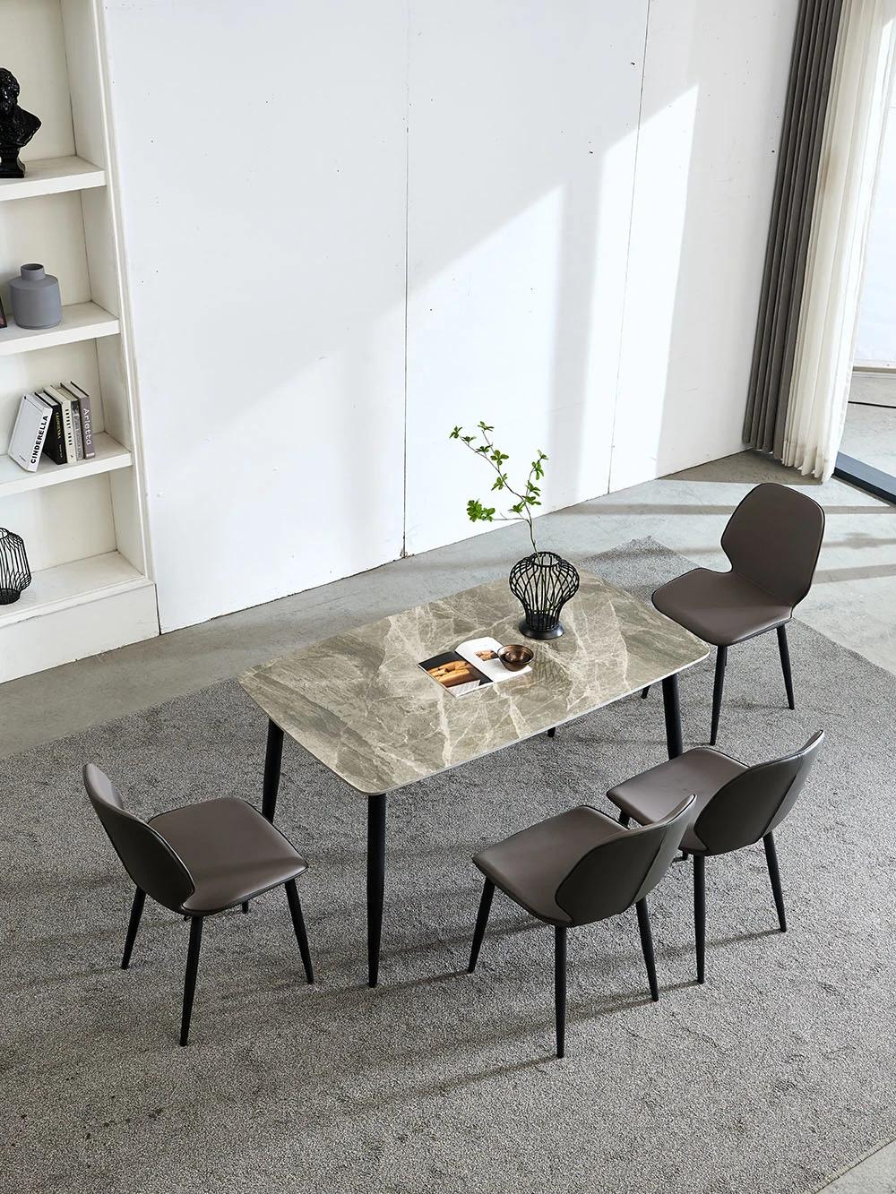 Grey Household Modern Sintered Stone Baked Rock Board Plate Home Furniture Kitchen Marble Round Dining Rectangle Table